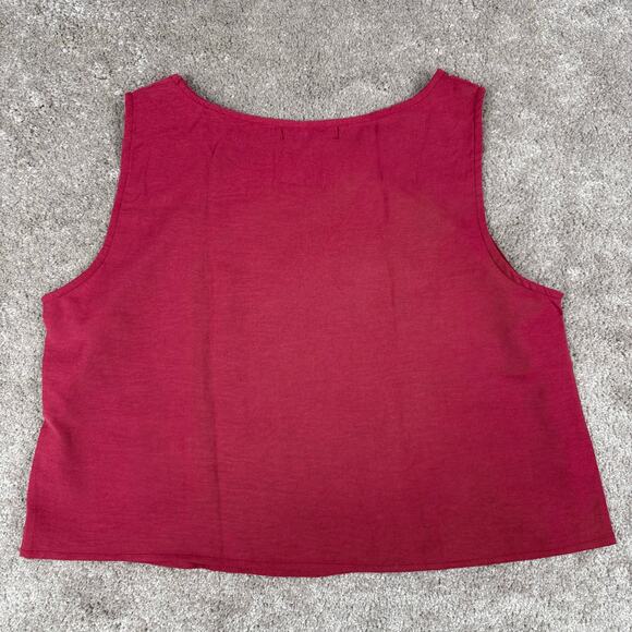 Roylamp Crop Tank Top Red Artsy Lagenlook Size L Polyester Office Glam Blouse - Picture 3 of 4